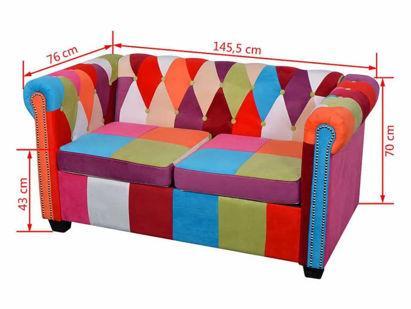 vidaxl Sofás Chesterfield|Sofá Chesterfield de 2 plazas tela