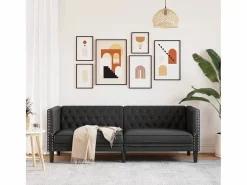 Clicnbuy Sofás Chesterfield|Sofás De Piel Sintética|Sofá Chesterfield de 3 plazas cuero artificial