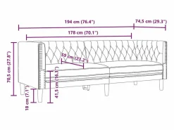 Clicnbuy Sofás Chesterfield|Sofás De Piel Sintética|Sofá Chesterfield de 3 plazas cuero artificial