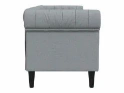 Sofá Chesterfield de 3 plazas tela claro^vidaxl