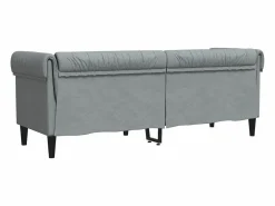 Sofá Chesterfield de 3 plazas tela claro^vidaxl