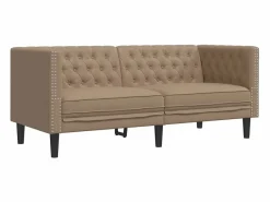 Sofá Chesterfield de 2 plazas cuero artificial marrón capuchino^Clicnbuy Clearance