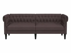 Sofá Chesterfield de 3 plazas tela marrón oscuro^Clicnbuy Online