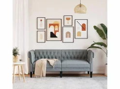 Clicnbuy Sofás Chesterfield|Sofá Chesterfield de 2 plazas tela claro