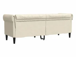 vidaxl Sofá Chesterfield de 3 plazas lino Crema Sale