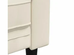 vidaxl Sofá Chesterfield de 3 plazas lino Crema Sale