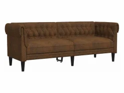 vidaxl Sofás Chesterfield|Sofá Chesterfield de 3 plazas tela marrón