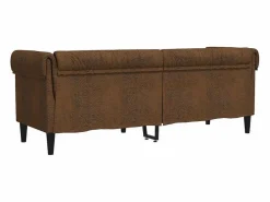 vidaxl Sofás Chesterfield|Sofá Chesterfield de 3 plazas tela marrón