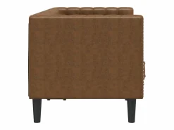 Clicnbuy Sofá Chesterfield de 2 plazas piel de ante sintético marrón Marru00f3n New