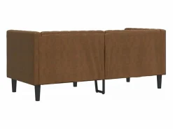 Clicnbuy Sofá Chesterfield de 2 plazas piel de ante sintético marrón Marru00f3n New