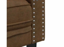 Clicnbuy Sofá Chesterfield de 2 plazas piel de ante sintético marrón Marru00f3n New