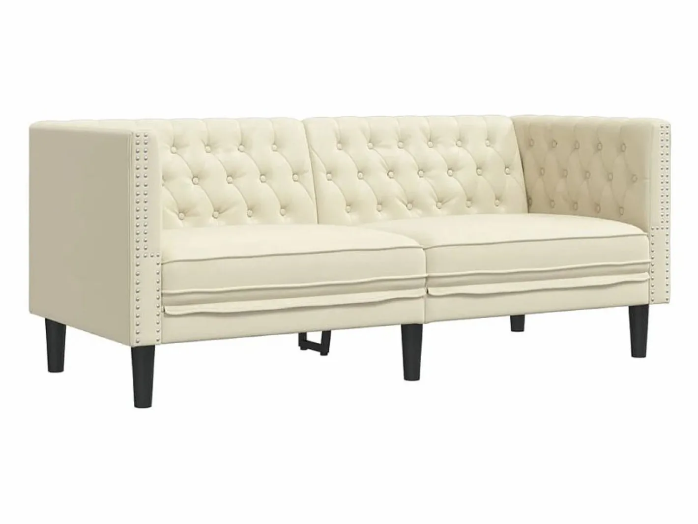 Clicnbuy Sofás Chesterfield|Sofás De Piel Sintética|Sofá Chesterfield de 2 plazas cuero artificial blanco