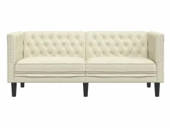 Clicnbuy Sofás Chesterfield|Sofás De Piel Sintética|Sofá Chesterfield de 2 plazas cuero artificial blanco