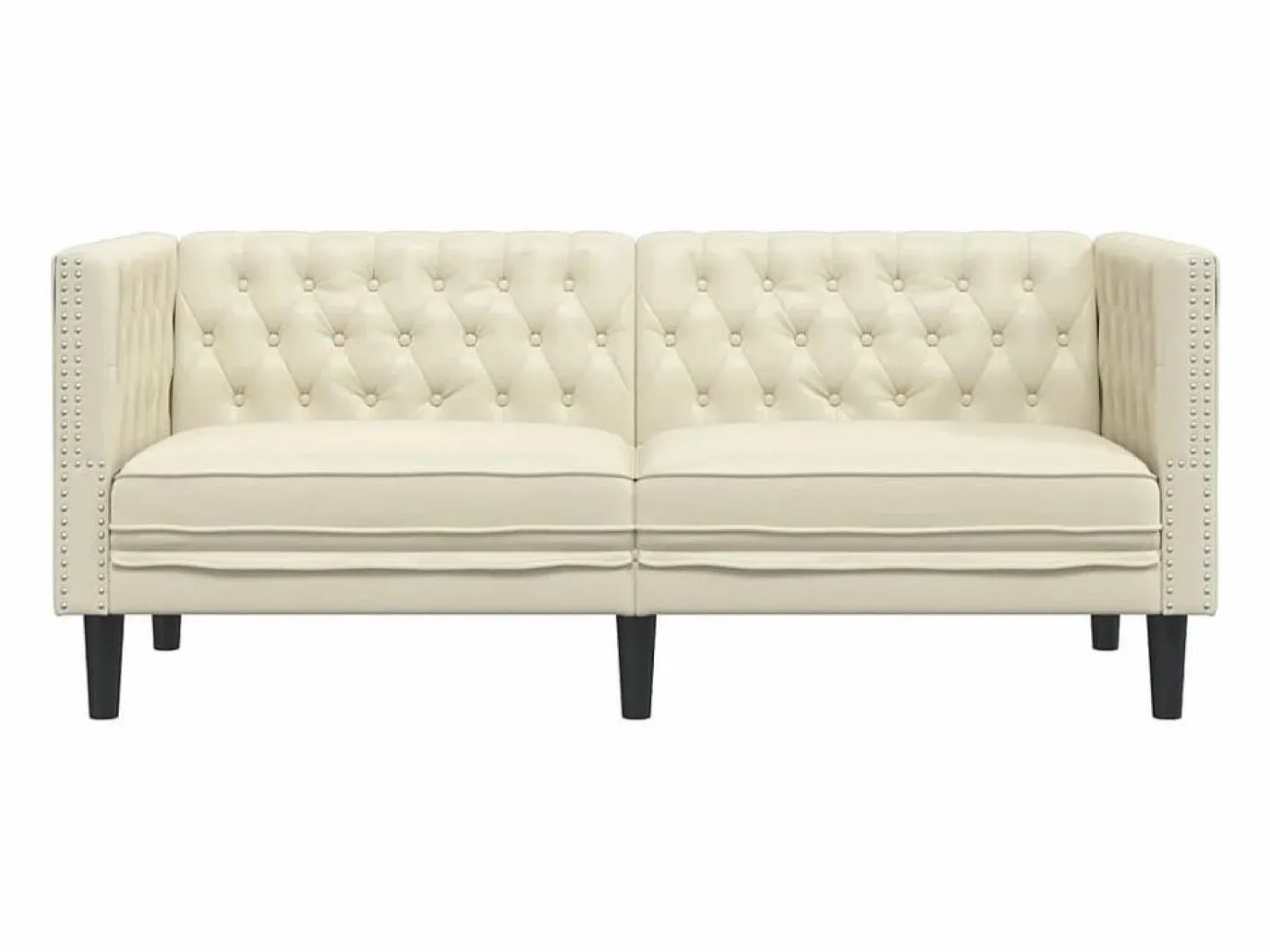 Clicnbuy Sofás Chesterfield|Sofás De Piel Sintética|Sofá Chesterfield de 2 plazas cuero artificial blanco