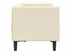 Clicnbuy Sofás Chesterfield|Sofás De Piel Sintética|Sofá Chesterfield de 2 plazas cuero artificial blanco