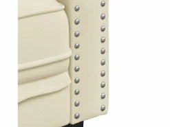 Clicnbuy Sofá Chesterfield de 3 plazas cuero artificial blanco Crema Clearance