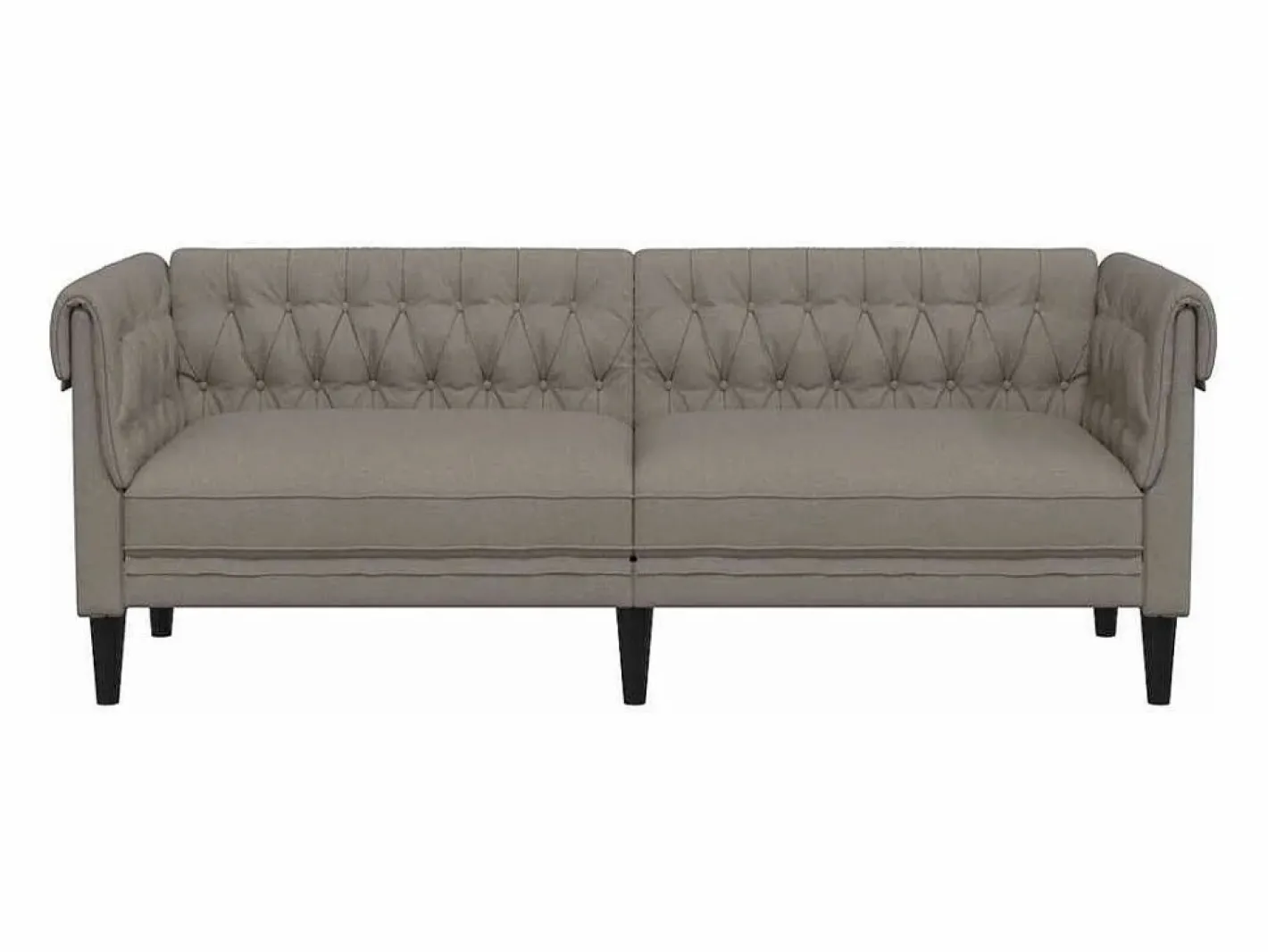 Sofá Chesterfield de 3 plazas tela gris taupe^vidaxl