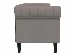 Sofá Chesterfield de 3 plazas tela gris taupe^vidaxl