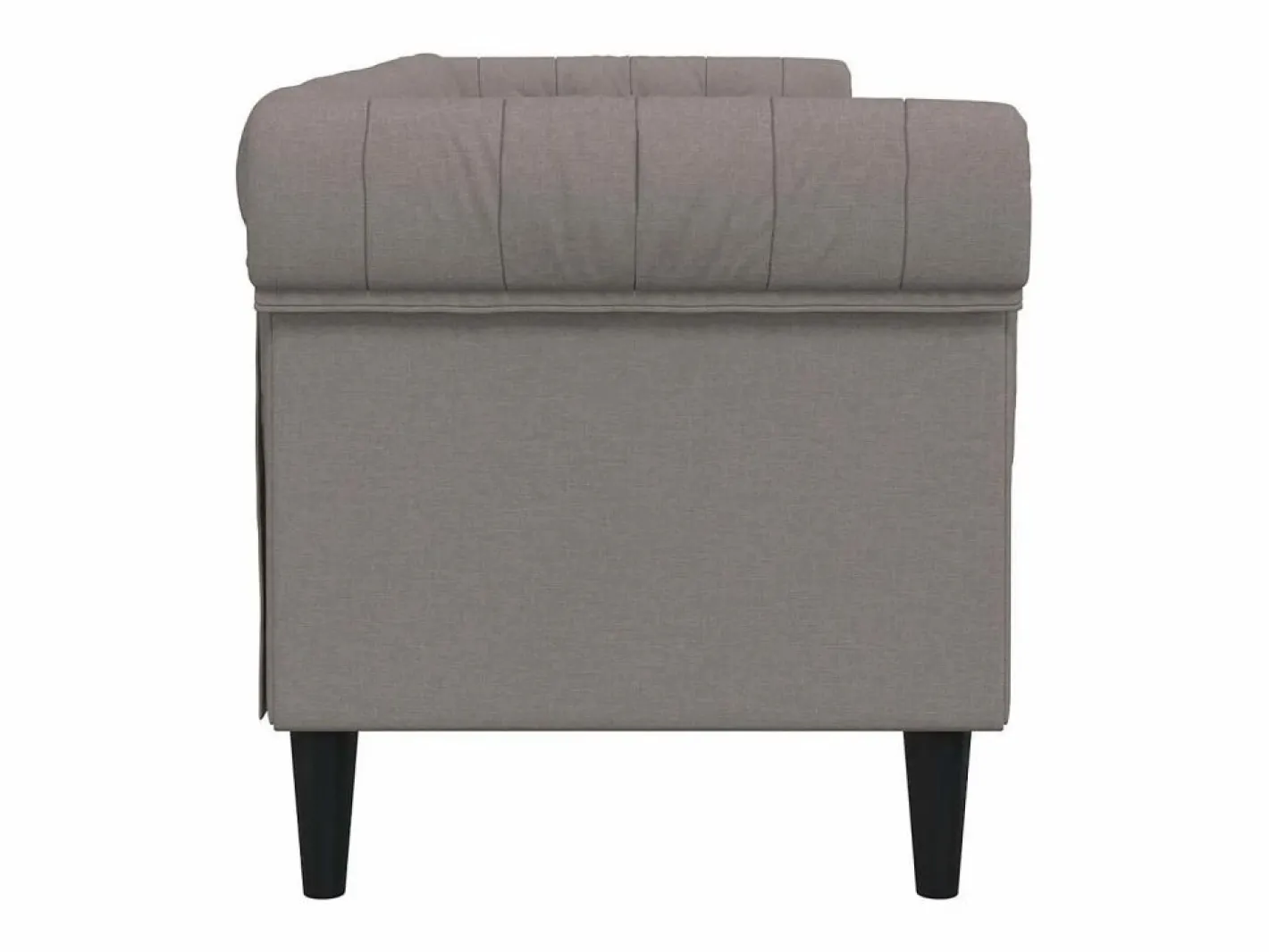 Sofá Chesterfield de 3 plazas tela gris taupe^vidaxl