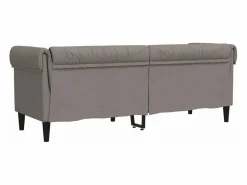 Sofá Chesterfield de 3 plazas tela gris taupe^vidaxl