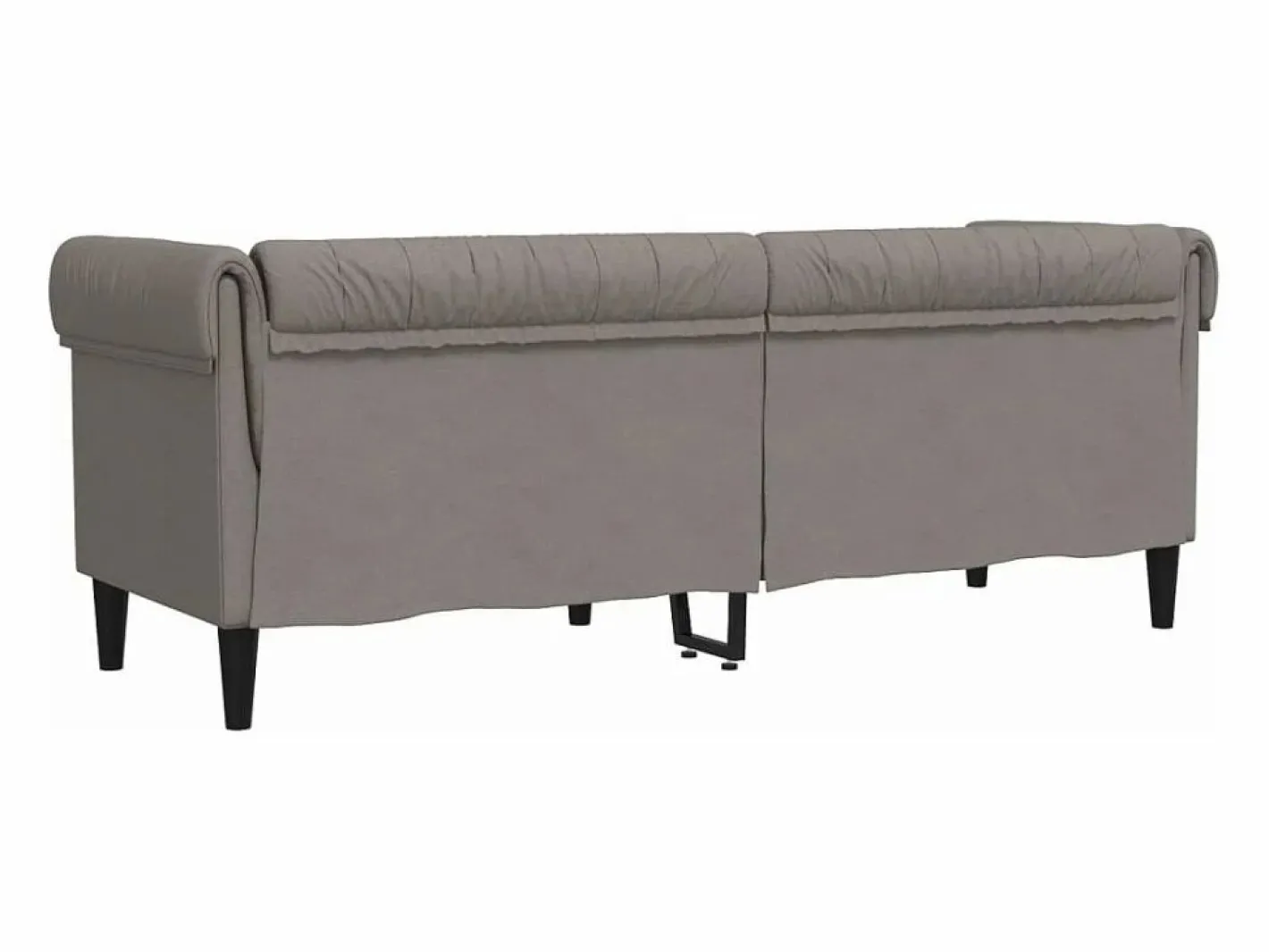Sofá Chesterfield de 3 plazas tela gris taupe^vidaxl