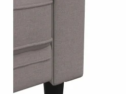 Sofá Chesterfield de 3 plazas tela gris taupe^vidaxl