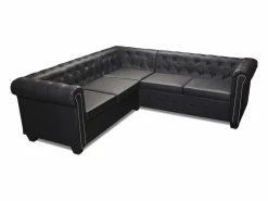 Sofá Chesterfield de esquina 5 plazas de cuero artificial^Clicnbuy Discount
