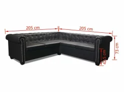 Sofá Chesterfield de esquina 5 plazas de cuero artificial^Clicnbuy Discount