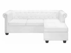 Clicnbuy Sofá Chesterfield en forma L cuero artificial Blanco Best