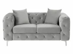 Vente-unique Sofás Chesterfield|Sofá - 2 Plazas|Sofá chéster de 2 plazas en terciopelo y patas de metal EDWINA