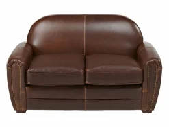 Sofá club 2 plazas piel envejecida color marrón BAUDOIN^LINEA SOFA Outlet