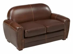 Sofá club 2 plazas piel envejecida color marrón BAUDOIN^LINEA SOFA Outlet
