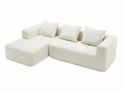DripeX Sofá cónvertible de esquina en tejido Chenille - 3 plazas - con 3 cojines - - 250x158x60cm Beige Online