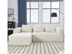 DripeX Sofá cónvertible de esquina en tejido Chenille - 3 plazas - con 3 cojines - - 250x158x60cm Beige Online