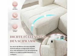 DripeX Sofá cónvertible de esquina en tejido Chenille - 3 plazas - con 3 cojines - - 250x158x60cm Beige Online