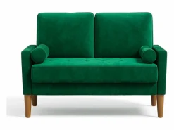 DripeX Sofá con 2 escandinavos 2 asientos, mini sofá de brazo enrollado en terciopelo de loveseat, sillón de sala de estar con reposabrazos, 121x77x87cm - Verde Outlet