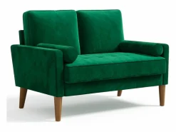 DripeX Sofá con 2 escandinavos 2 asientos, mini sofá de brazo enrollado en terciopelo de loveseat, sillón de sala de estar con reposabrazos, 121x77x87cm - Verde Outlet