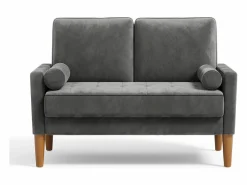 DripeX Sofá con 2 escandinavos 2 plazas, mini sofá de brazo enrollado en terciopelo de loveseat, sillón de sala de estar con reposabrazos, 121x77x87cm - Gris Discount