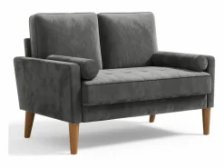 DripeX Sofá con 2 escandinavos 2 plazas, mini sofá de brazo enrollado en terciopelo de loveseat, sillón de sala de estar con reposabrazos, 121x77x87cm - Gris Discount