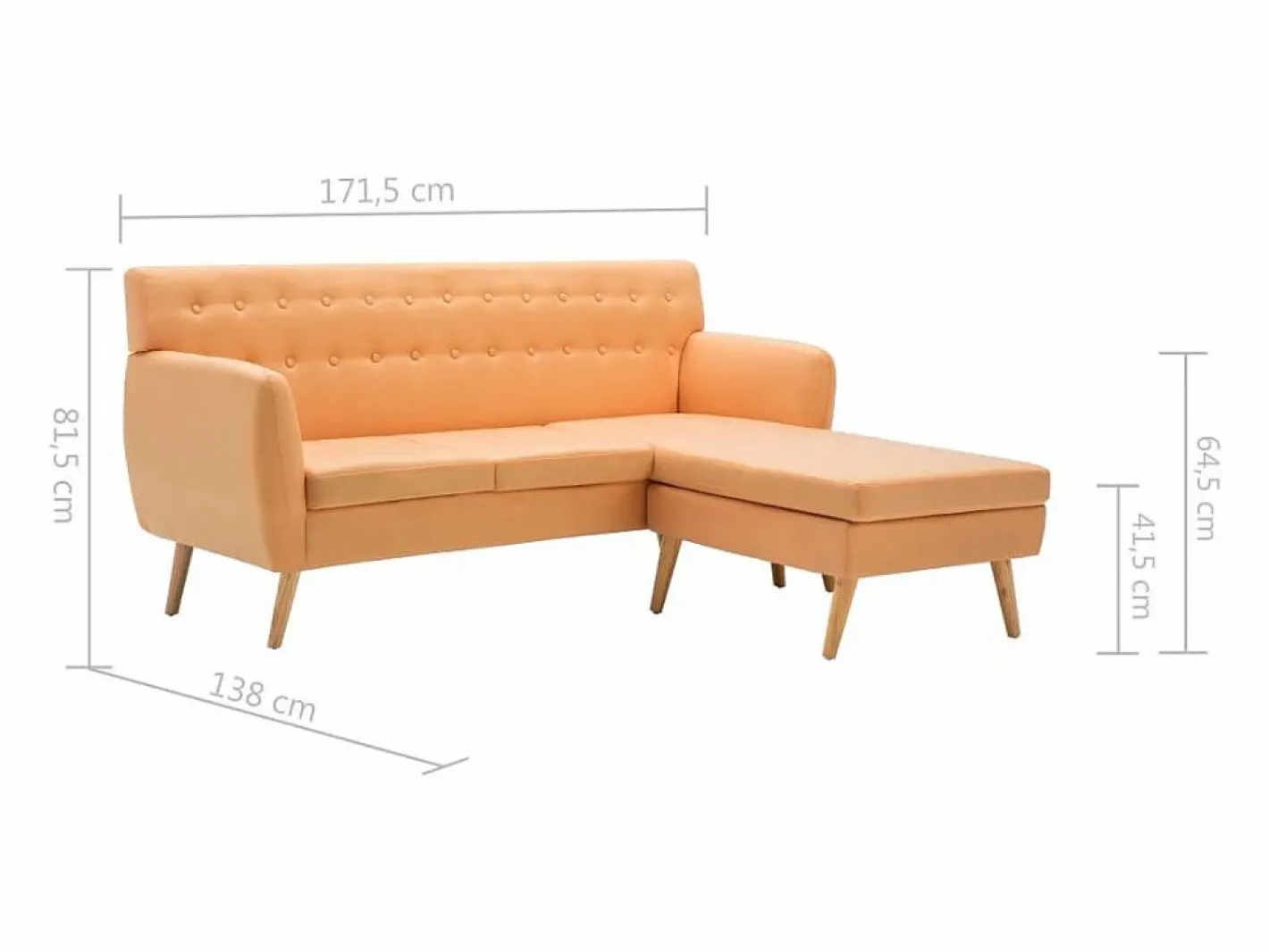 Sofá con forma de L tapizado tela 171,5x138x81,5 cm^vidaxl Outlet