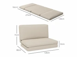 Sofá convertible 3 en 1, terciopelo , colchón grueso, plegable y cómodo, carga 240 kg (275x120x10cm)^ Online