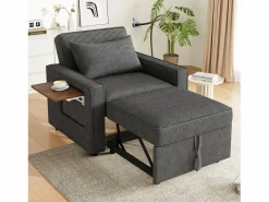 OKWISH Sofá convertible con puerto USB y soporte para teléfono, respaldo ajustable - Pana oscuro Gris Best