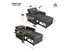 OKWISH Sofá convertible con puerto USB y soporte para teléfono, respaldo ajustable - Pana oscuro Gris Best