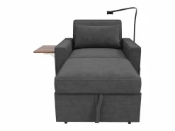 OKWISH Sofá convertible con puerto USB y soporte para teléfono, respaldo ajustable - Pana oscuro Gris Best