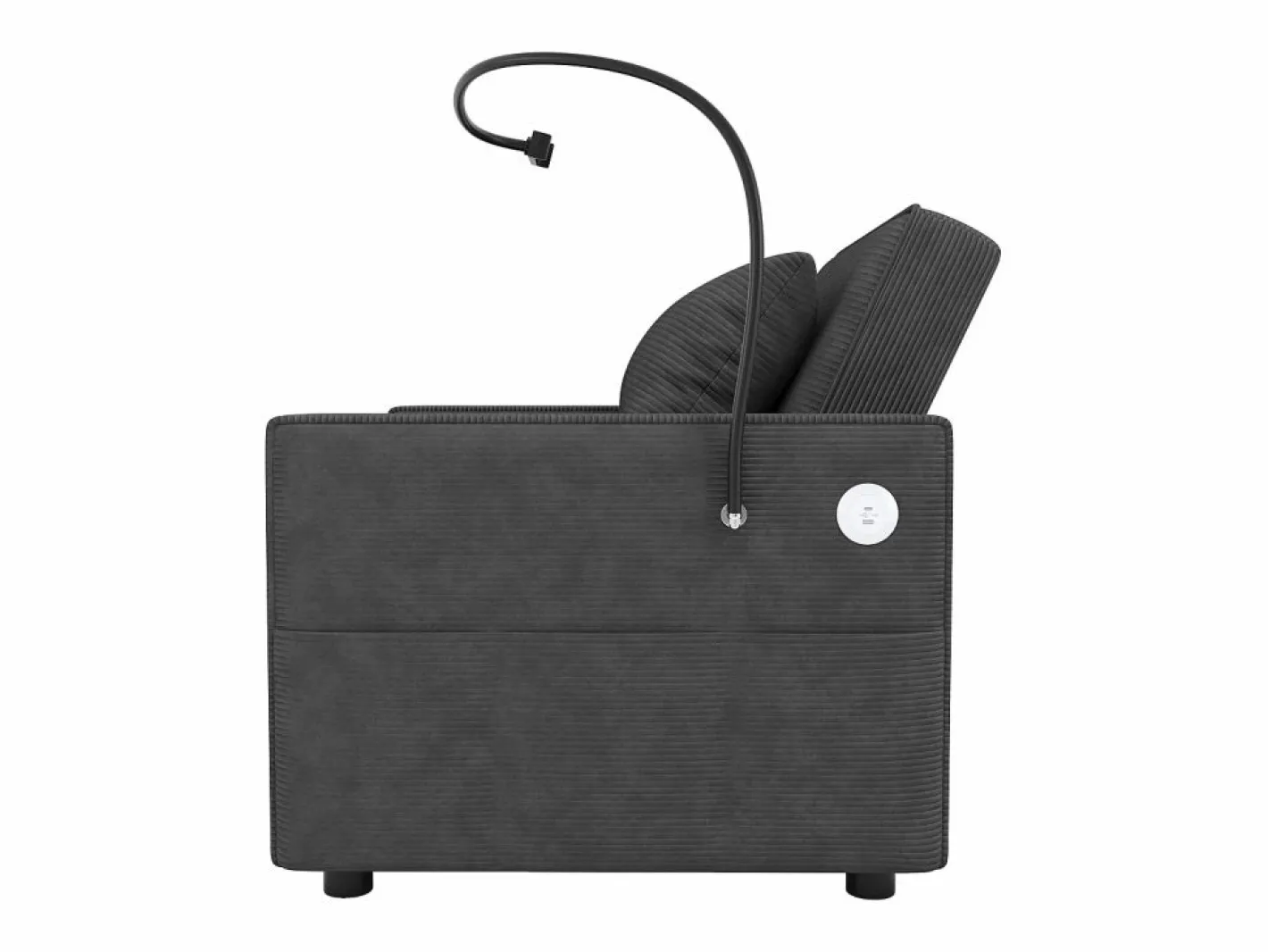 OKWISH Sofá convertible con puerto USB y soporte para teléfono, respaldo ajustable - Pana oscuro Gris Best