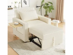 OKWISH Sofá convertible con puerto USB y soporte para teléfono, respaldo ajustable - Pana Beige Clearance