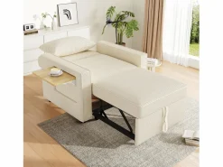 OKWISH Sofá convertible con puerto USB y soporte para teléfono, respaldo ajustable - Pana Beige Clearance