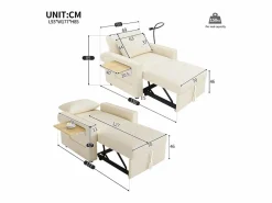 OKWISH Sofá convertible con puerto USB y soporte para teléfono, respaldo ajustable - Pana Beige Clearance