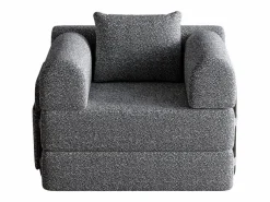Sofá convertible con reposabrazos acolchados y bolsillos laterales, estructura de metal - Chenilla^OKWISH Sale