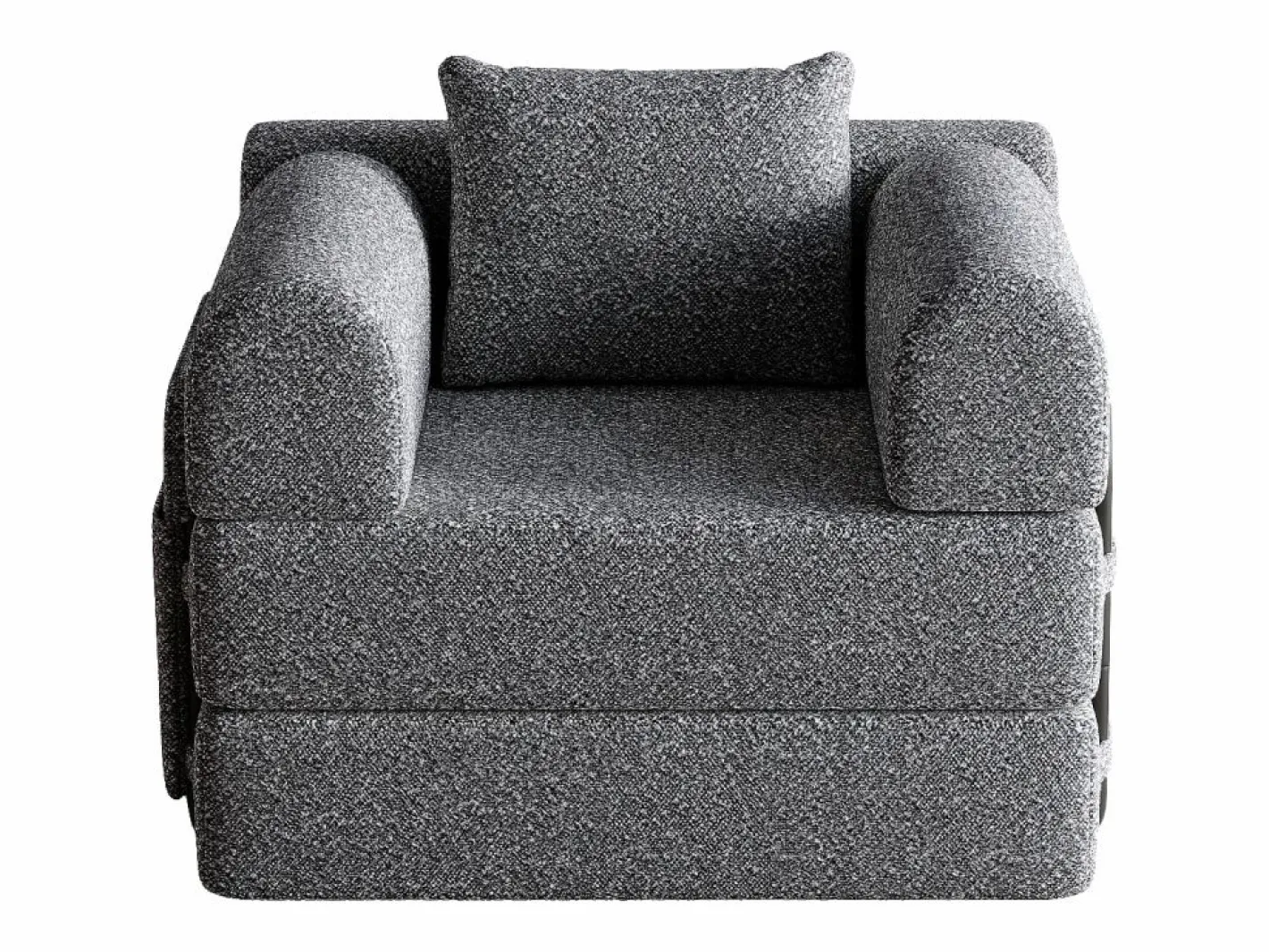 Sofá convertible con reposabrazos acolchados y bolsillos laterales, estructura de metal - Chenilla^OKWISH Sale
